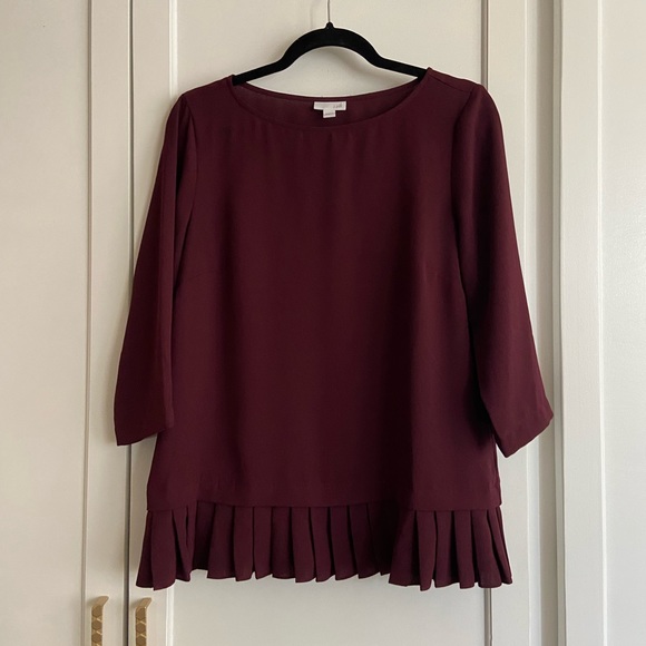 J. JILL Burgundy 3/4 Sleeve Blouse Tunic Size S - Picture 3 of 12